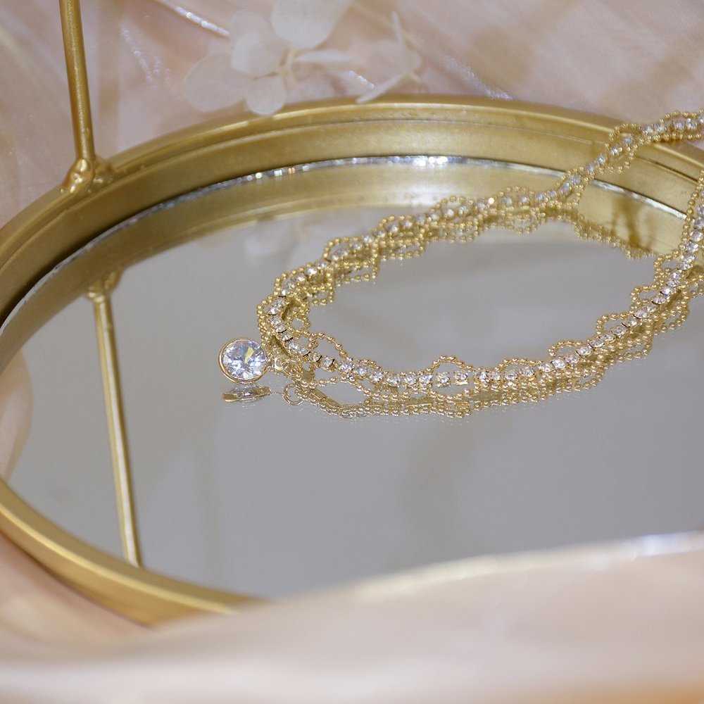 NEW 14K Gold Plated 2CT Solitaire Diamond Choker Necklace - Picture 5 of 8